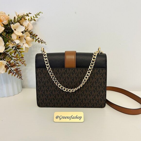 Michael Kors Purse Greenwich Small Signature Logo Crossbody Bag Brown - Picture 4 of 12